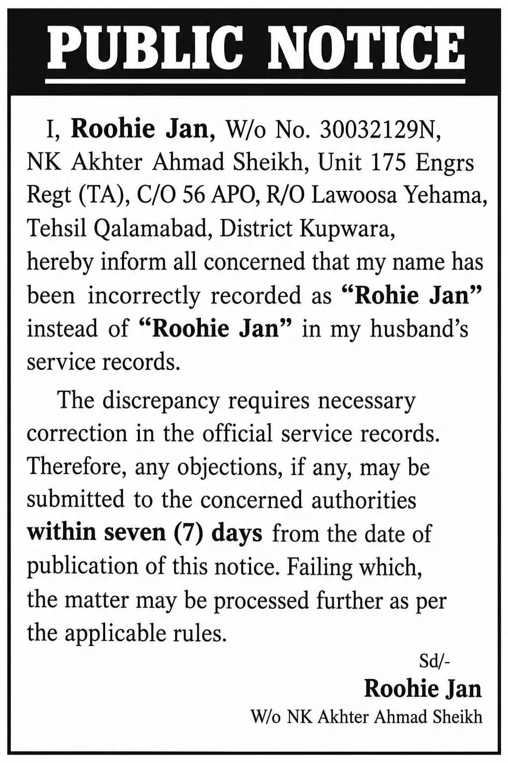 PUBLIC NOTICE
